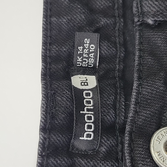 Boohoo BLUE Black Distressed High Waist Jeans SZ 10 - Picture 9 of 14